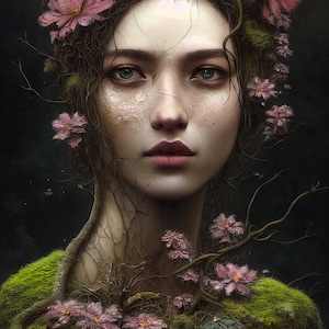 Arbre femme - Papier de découpage grand format A1 - nature, surréaliste, fantastique