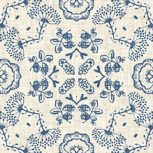 Blauw bloemdessin - set van 3 decoupagepapier met herhalingspatroon