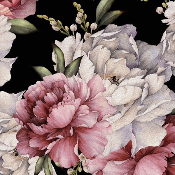Pivoines - Papier de découpage grand format A1 - fleurs roses