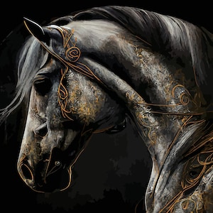 Caballo mecánico - Papel para decoupage grande tamaño A1 - steampunk/industrial