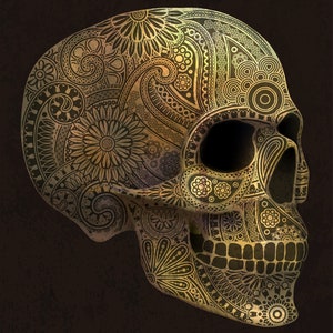 Golden Skull - A1 size large Decoupage Paper