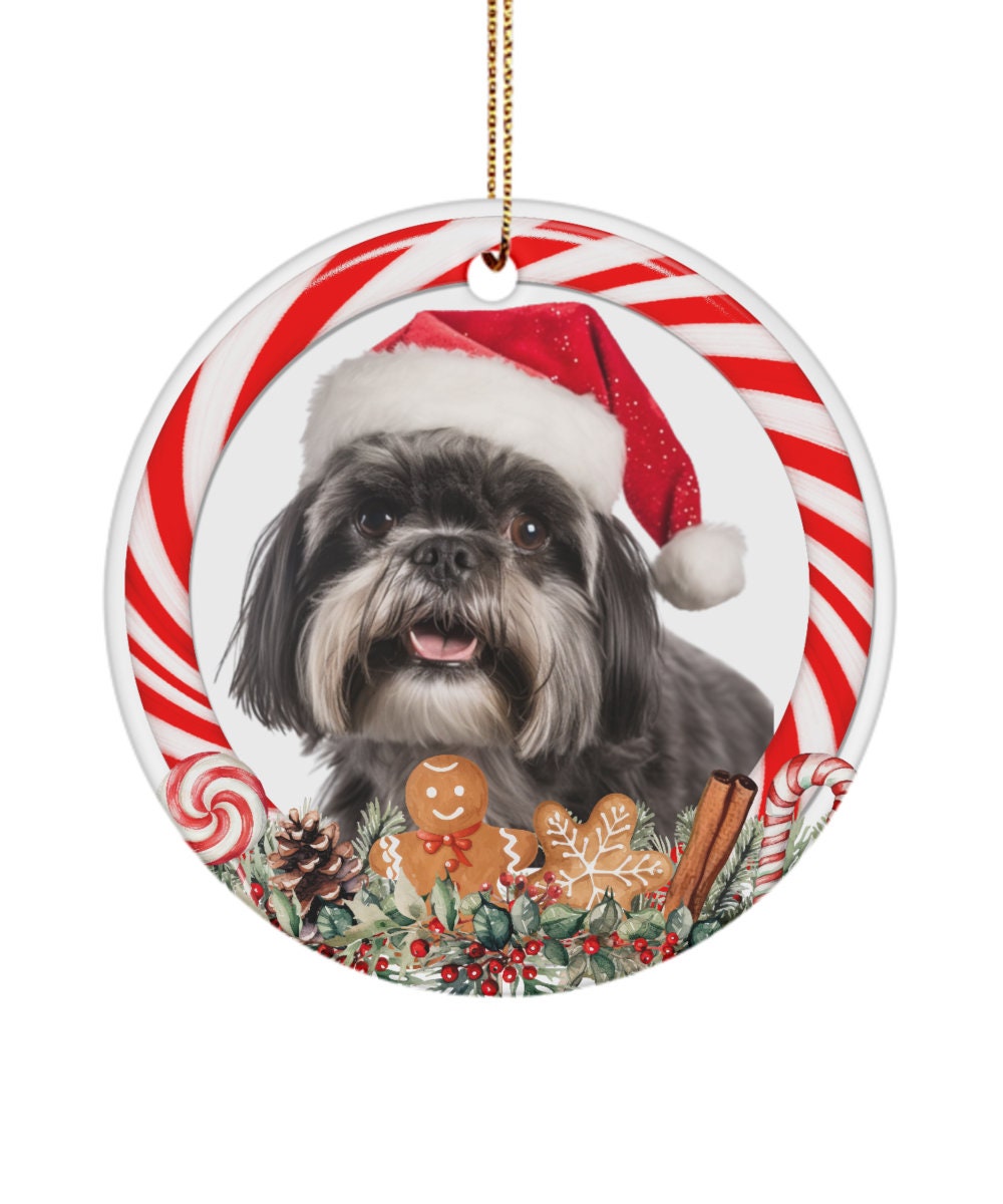 黒のシーズー犬の飾り、クリスマスツリー用のシーズー犬の吊り下げ飾り