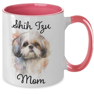 Shih Tzu Mom Coffee Mug, Watercolor Pet Memorial Cup. Gifts For Dog Moms, Dog Lover Gift