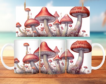 Vintage mushroom coffee mug, cottagecore cup, gift ideas for mushroom lovers