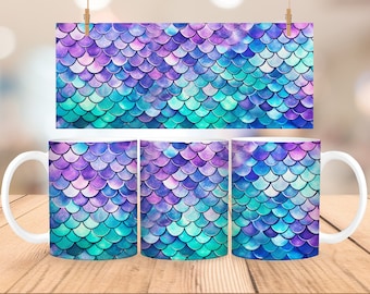 Taza de sirena, taza de café de escamas de sirena, taza de café para ella, regalo de casa de playa, taza de cerámica