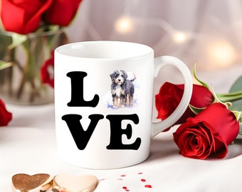 Bernedoodle Mug, Retro Love Your Doodle Dog Cup for Dog Moms, Watercolor Pet Remembrance Coffee Cup For Dog Lovers