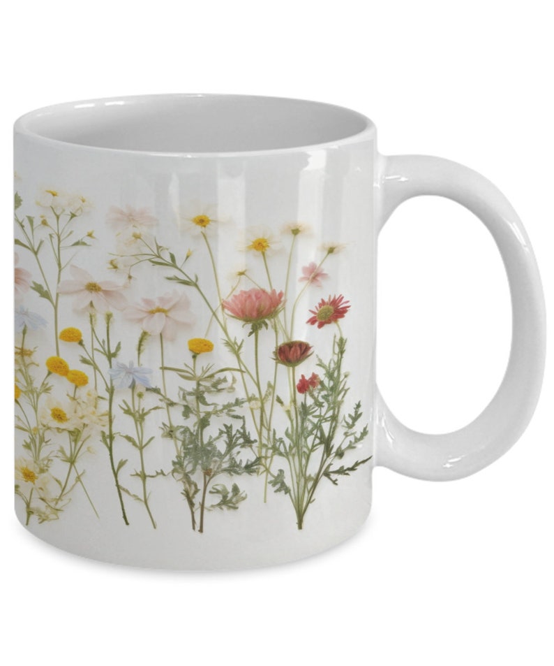 Pressed flowers coffee mug, boho flower mug, vintage floral mug, gardening gift image 5