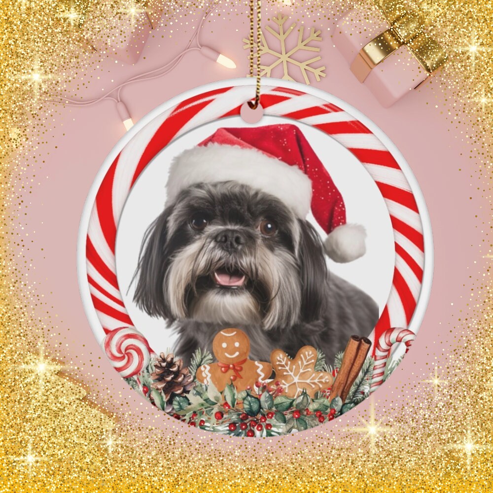 黒のシーズー犬の飾り、クリスマスツリー用のシーズー犬の吊り下げ飾り