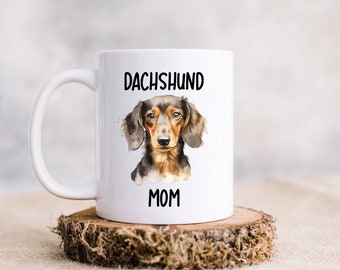 Dachshund dog mom coffee cup, cute watercolor pet mug, gifts for dog moms
