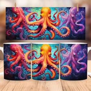 Kraken coffee mug, octopus cup, under the sea, beach house gift ideas