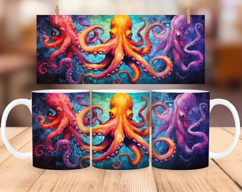 Kraken coffee mug, octopus cup, under the sea, beach house gift ideas