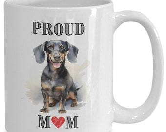 Dachshund Coffee Mug, Proud Dog Mom Cup, Watercolor Pet Portrait, Pet Memorial Teacup, Gift Ideas for Dog Moms