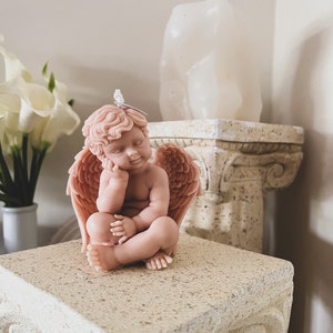 Sitting Angel silicone mould - Mold for candle, resin, cement, Jesmonite