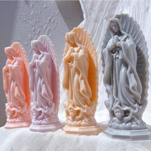 Design difícil-molde de silicone para vela da estátua da virgem maria, molde de vela católica abençoada mãe maria