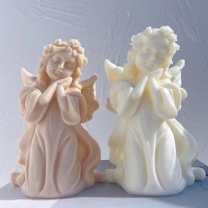 SUPER DIFFICULT DESIGN- Prayer Angel Figurine Silicone Mold, Art Sculpture Soy Wax Candle Mould, Cherub Praying Peace Angel Statue Gardening