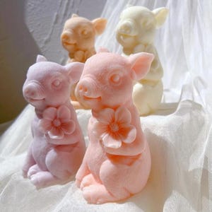 SUPER DIFFICULT DESIGN - Flower Sheep Pig Silicone Candle Molds, Creative Farm Animal Statue Silicone Mold