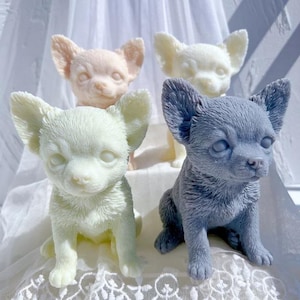 DISEÑO DIFÍCIL: molde de vela para cachorro de chihuahua, molde de silicona de cera de soja para cachorros, molde de silicona para decoración del hogar para amantes de los perros