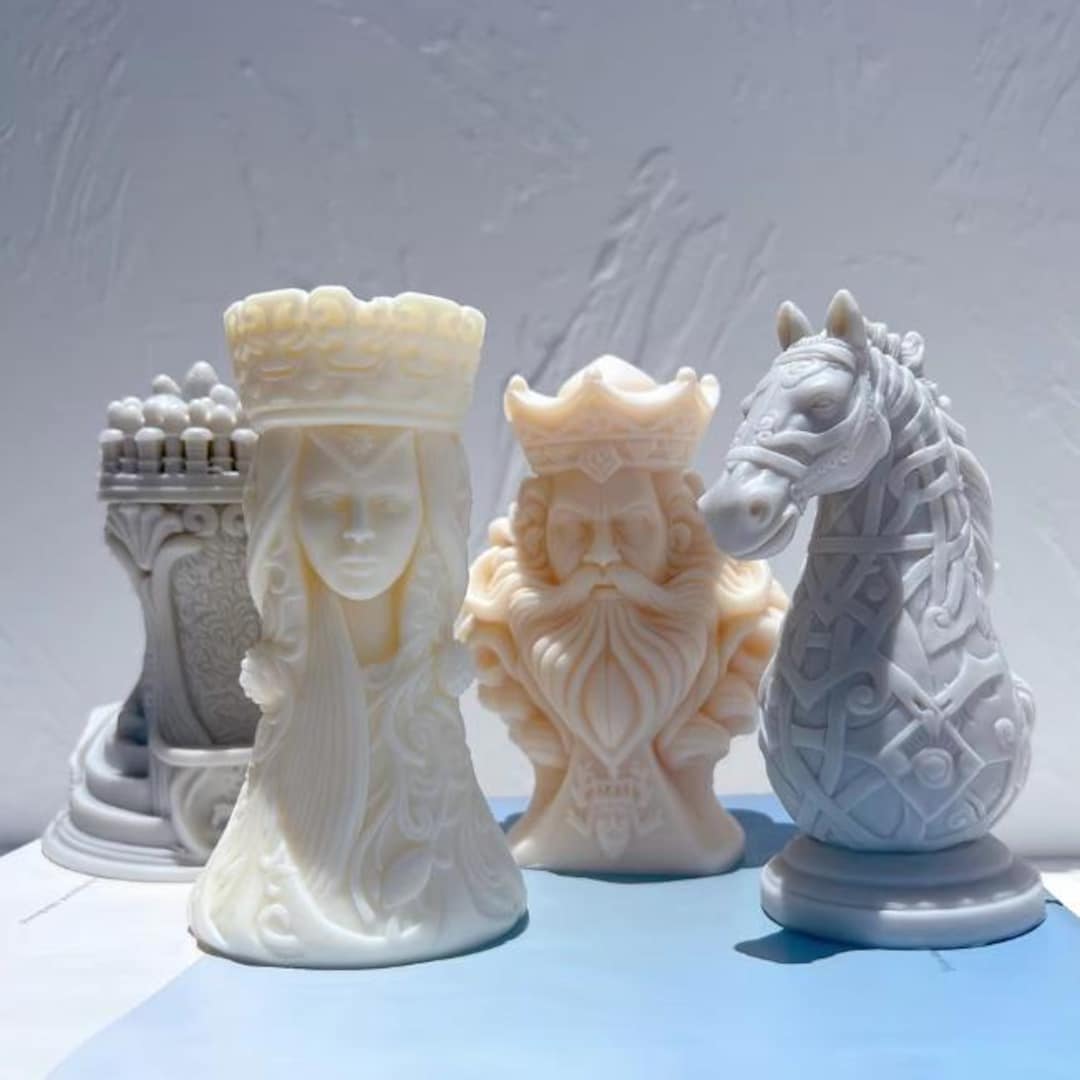 Chess King Queen Knight Rook Silicone Candle Mold - Mold for Candle ...