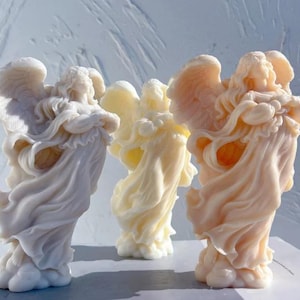 SUPER DIFFICULT DESIGN -18 cm Angel Figurine Silicone Candle Mold, Art Sculpture Soy Wax Candle Mould, Praying Angel Statue Mold