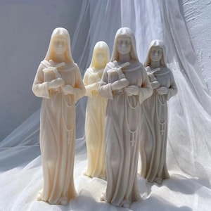 DIFFICULT DESIGN - St Rita Candle Silicone Mold, Catholic Statue Candle Mould, Sculpture Soy Wax Candle Mold