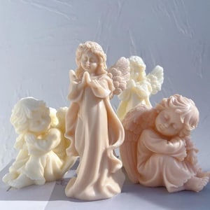 SUPER DIFFICULT DESIGN- Cherub Silicone Mold Boy Art Sculpture Soy Wax Candle Mould, Praying Girl Angel Statue Home Decor Gardening Silicone