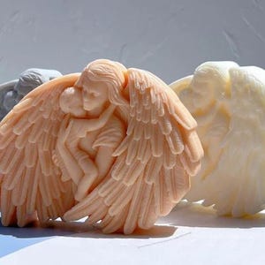 Mother With Baby Statue Candle Mold Angel and Child Sculpture Soy Wax Silicone Mould