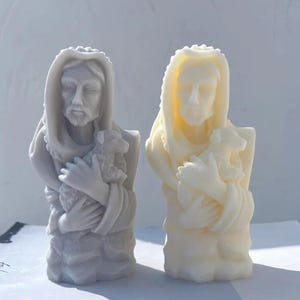 Jesus Christus hält Lamm Statue Silikonform, einzigartige Büste Skulptur Sojawachs Kerzenform, griechische Mythologie Kerzenform