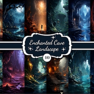 Printable Enchanted Cave Landscape Paper Mystical Art Print Nature Scene Natural Landscape Junk Journal Pages Serene Beauty Scrapbooking