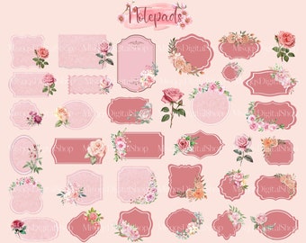 Vintage Rose Stickers, Planner Clipart (Digital Download