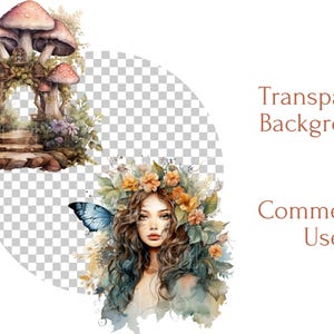 Clipart di fata boho acquerello Mega Bundle grafica di fata primaverile floreale PNG arte eterea clipart di fata per artigianato di carta diario spazzatura immagine 4