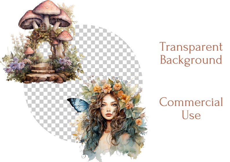 Clipart di fata boho acquerello Mega Bundle grafica di fata primaverile floreale PNG arte eterea clipart di fata per artigianato di carta diario spazzatura immagine 4