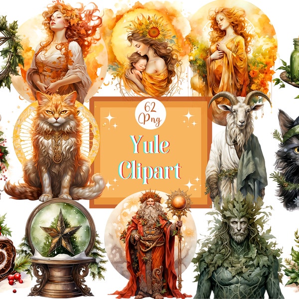 Yule Clipart Bundle Wicca Wiccan Supplies Witchy Scrapbook Junk Journal Pagan Art Gothic Celtic Art Watercolor Clipart Png Commercial Use