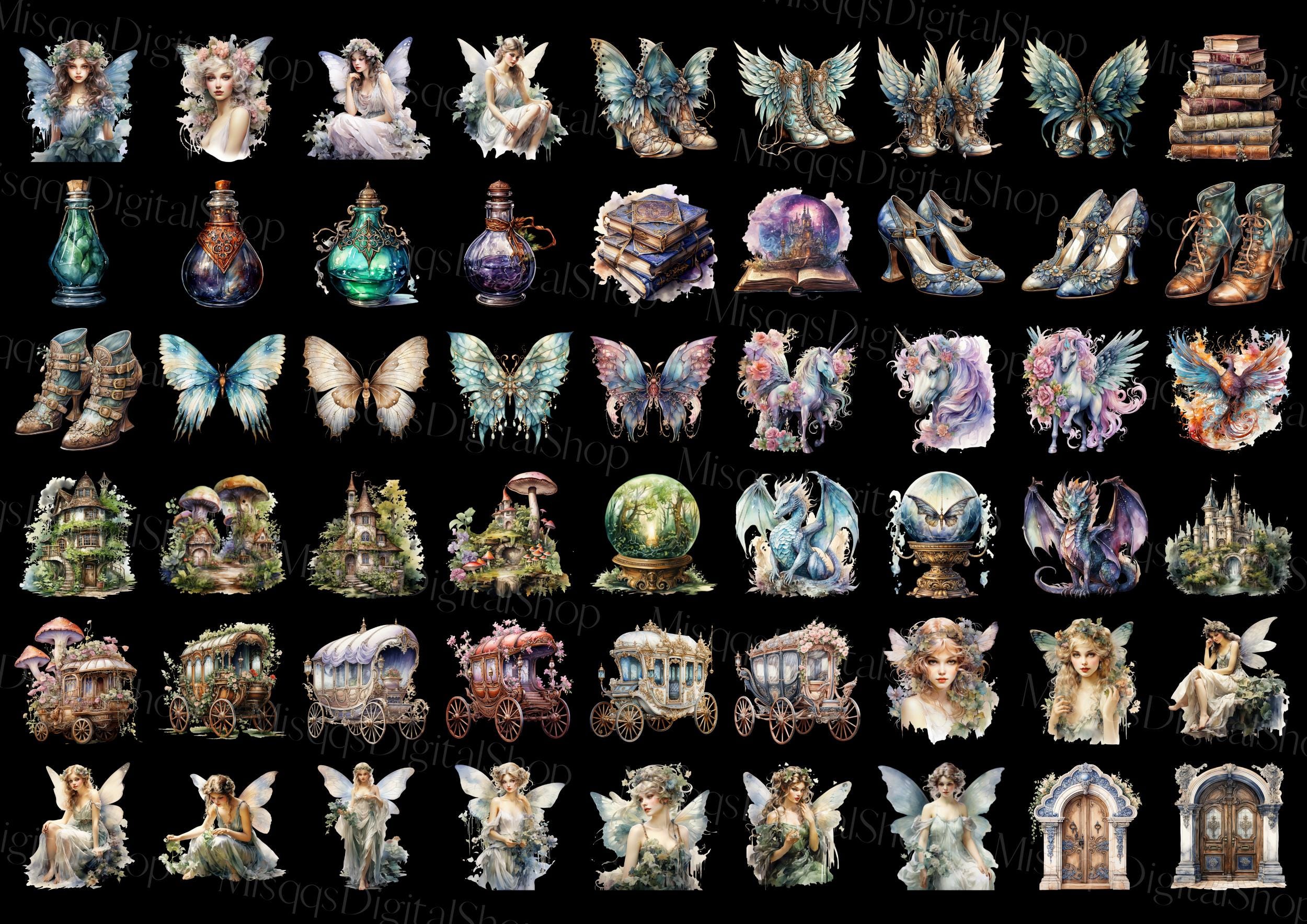 Watercolor Antique Fairy Clipart Bundle Antique Fantasy Fairy Png ...
