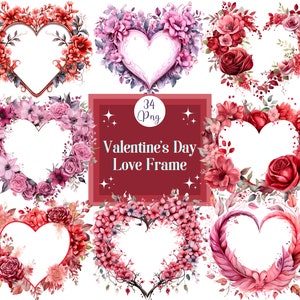 Glückliche Valentinstag Karte Bilden Herz Rahmen Png Valentinstag Rahmen Set Blumenrahmen Herz Clipart Bundle Hochzeitsrahmen Valentine Herzen