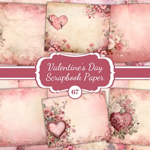 Valentine Scrapbook Paper: Floral Heart Designs (Digital Download)