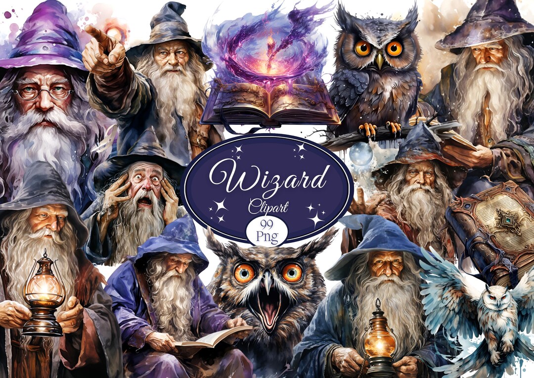 Wizard Graphics Wizard Clipart Bundle: Mystical Fantasy PNG Stickers (digital Download ...