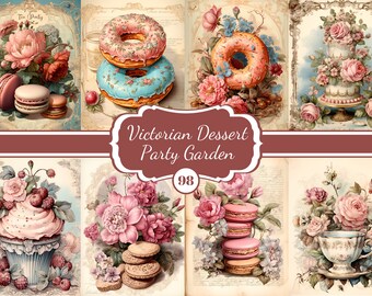 Victorian Tea Party Paper: Floral Dessert Scrapbook Paper (Digital Download)