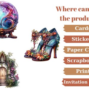 Pu&ograve; includere: Un set di adesivi colorati con un design di scarpe fantasioso con decorazioni floreali. Gli adesivi sono perfetti per aggiungere un tocco di fantasia a carte, album e lavori di carta.