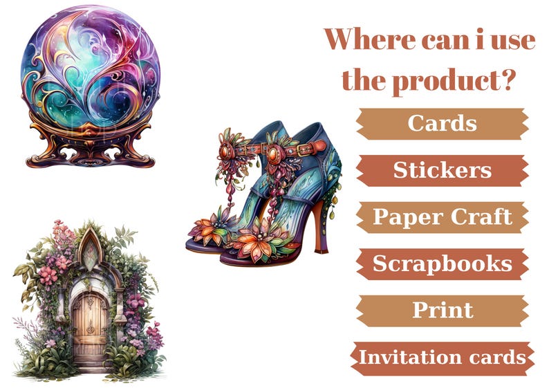 Pu&ograve; includere: Un set di adesivi colorati con un design di scarpe fantasioso con decorazioni floreali. Gli adesivi sono perfetti per aggiungere un tocco di fantasia a carte, album e lavori di carta.