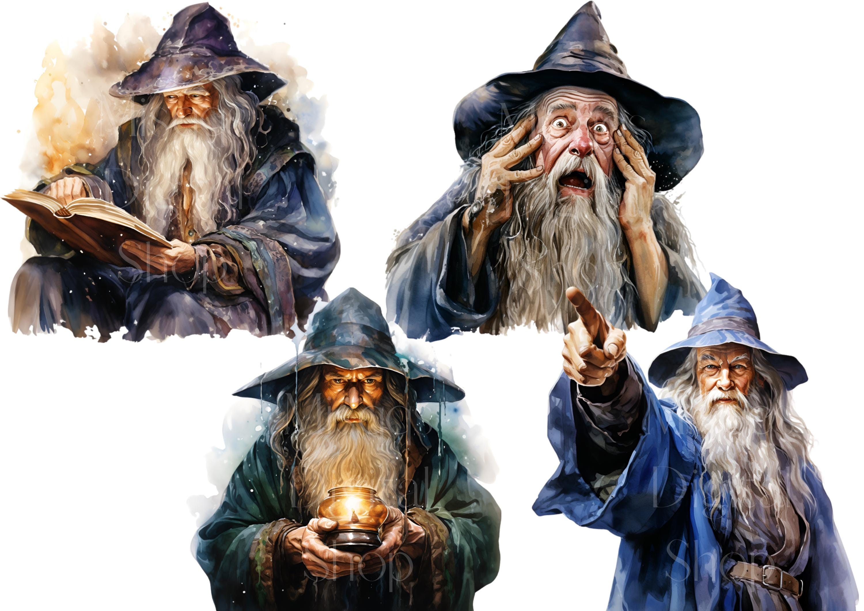 Wizard Clipart Bundle: Mystical Fantasy PNG Stickers (digital Download ...