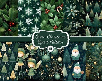 Green Christmas Paper: Scrapbook Printable Paper (Digital Download)
