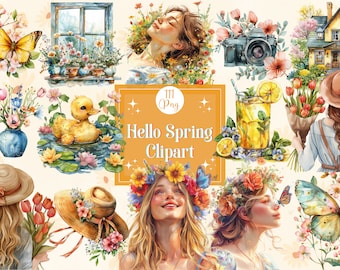 Watercolor Spring Clipart Bundle: Floral Garden PNG (Digital Download)