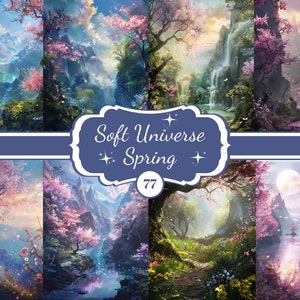 Soft Universe Spring Journal Kit Watercolor Spring Scene Nature Scrapbook Pages Mystic Spring Artwork Scrapbooking, Journaling Spring Themed