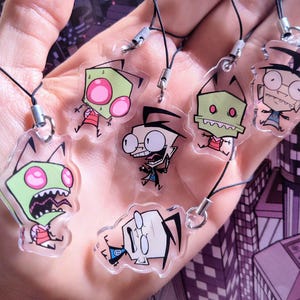 LAST STOCK - Invader Zim Large 1.5" inch Phone Charms  - Zim and Dib - 6 Designs