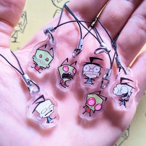 LAST STOCK - Invader Zim Tiny 1.0" inch Phone Charms  - Zim and Dib - 6 Designs