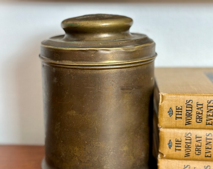 Antique Brass Tobacco Humidor With Original Wood Liner Etsy