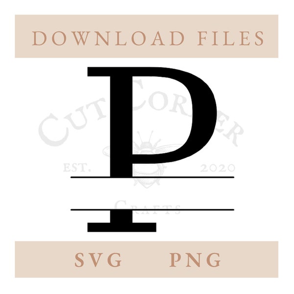 Split Letter Monogram ‘P’ Letter SVG | Letter PNG | Digital Download