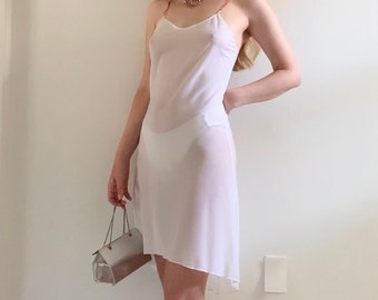 00s Giusi Slaviero Sheer White Slip Dress - XS to Small