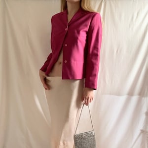 00s Silk Jaeger Minimalist Fuchsia Pink Blazer - XS to Small