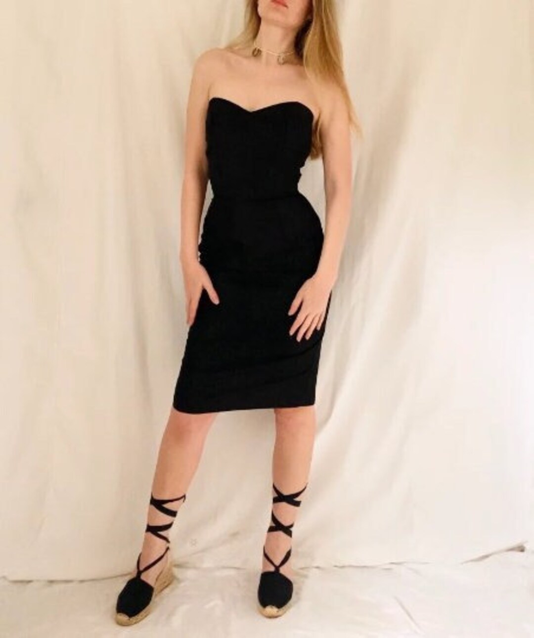 Robe bustier noire parfaite des années 80 TP à petit France